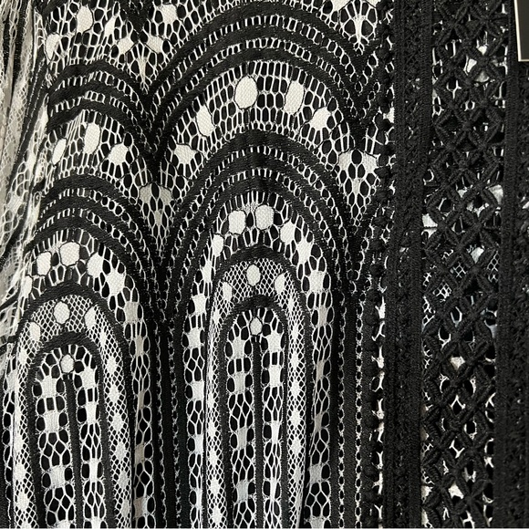 XPluswear NWT 3XL Midi Lace Long Sleeved Dress White with Black & scallop edges - Picture 7 of 7